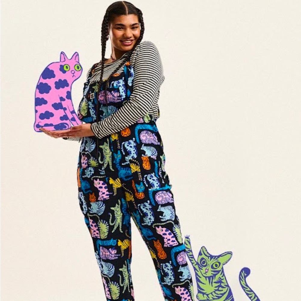 Lucy & Yak Original Dungaree Freya Dolby Cats UK 14 Regular SOLD OUT